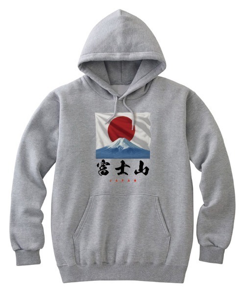 NIPOP(ニポップ)の「NIPOP(ニポップ) プルパーカー スウェット 裏毛 富士山 日の丸 和 イラスト プリント インバウンド お土産 トップス メンズ ユニセックス(パーカー・メンズ・ホワイト/ブラック/ヘザーグレー・M/L/XL)」の3枚目の写真