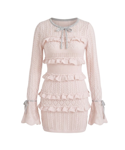 Rose Muse（ロゼミューズ）の「Crochet knit mini o/p（ワンピース・レディース・ピンク/ホワイト・FREE）」の13枚目の写真