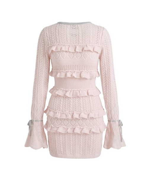 Rose Muse（ロゼミューズ）の「Crochet knit mini o/p（ワンピース・レディース・ピンク/ホワイト・FREE）」の14枚目の写真