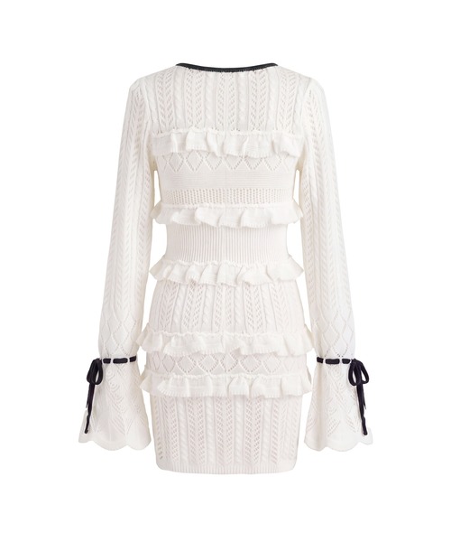 Rose Muse（ロゼミューズ）の「Crochet knit mini o/p（ワンピース・レディース・ピンク/ホワイト・FREE）」の8枚目の写真