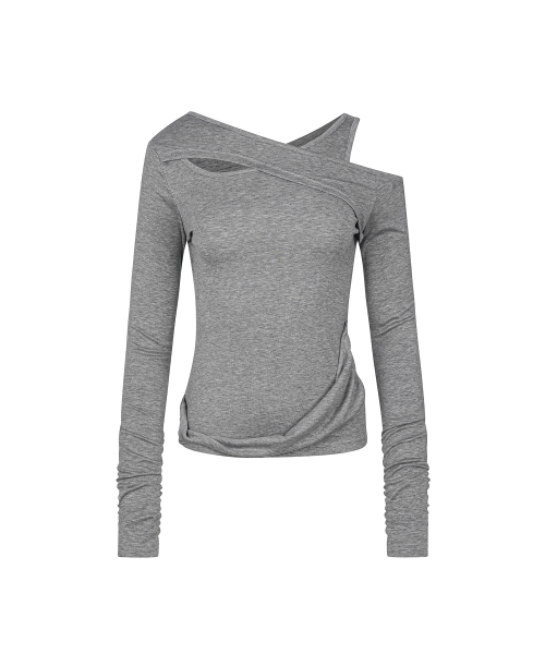 SECONDMONO（セカンドモノローグ）の「アシンメトリーレイヤードオフショルダートップ [GRAY]_SEWTS038GRAY（Tシャツ/カットソー・レディース・その他・F）」の4枚目の写真