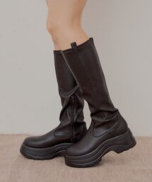 厚底ストレッチロングブーツ