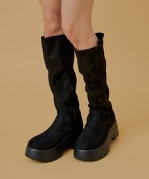 厚底ストレッチロングブーツ