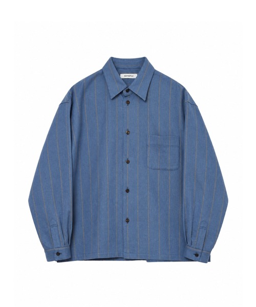 MATSUFUJI(マツフジ)の「Grosgrain Stripe Shirt(シャツ/ブラウス・メンズ・ブルー/ブラウン・2/3)」の1枚目の写真