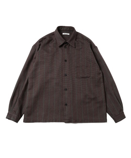 MATSUFUJI(マツフジ)の「Grosgrain Stripe Shirt(シャツ/ブラウス・メンズ・ブルー/ブラウン・2/3)」の3枚目の写真