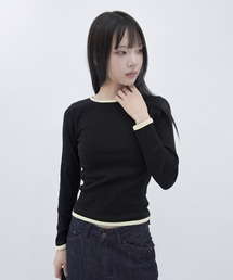 【PLEA / プリー】配色リブ長袖Tシャツ