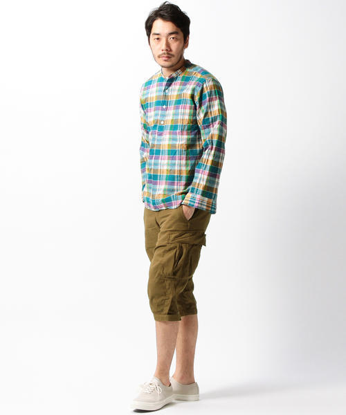 BEAMS PLUS ジップ クロップド カーゴパンツ ビームスプラス オリーブ BEAMS PLUS（ビームスプラス）の「sage de cret×BEAMS PLUS