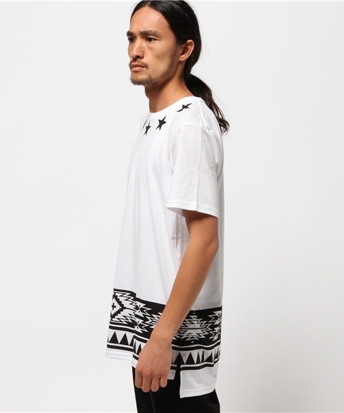VENCEEXCHANGE（ヴァンスエクスチェンジ）の「スターオルテガプリント半袖ロング丈T            （Tシャツ/カットソー・メンズ・オフホワイト/ブラック・MEDIUM/LARGE）」の8枚目の写真