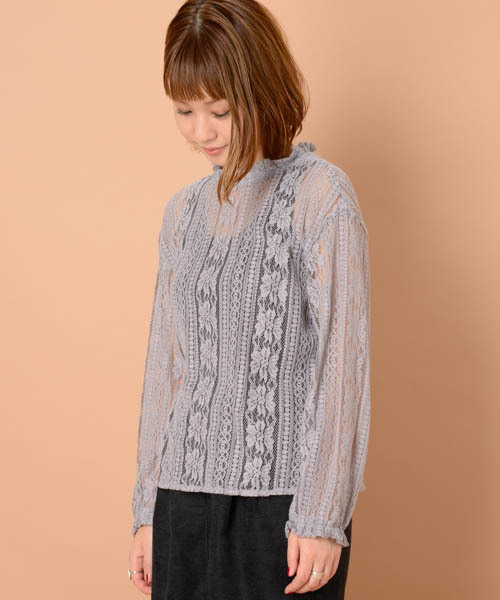 mystic(ミスティック)の「総レースブラウス(シャツ/ブラウス・レディース・レンガ/ブラック/オフホワイト/グレー・フリ-)」の4枚目の写真