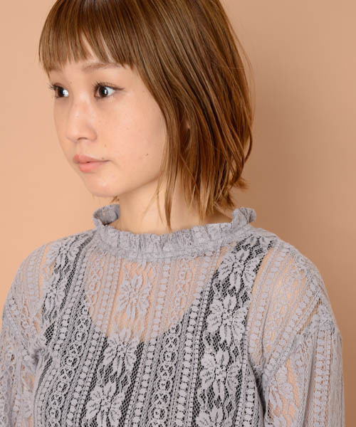 mystic(ミスティック)の「総レースブラウス(シャツ/ブラウス・レディース・レンガ/ブラック/オフホワイト/グレー・フリ-)」の14枚目の写真