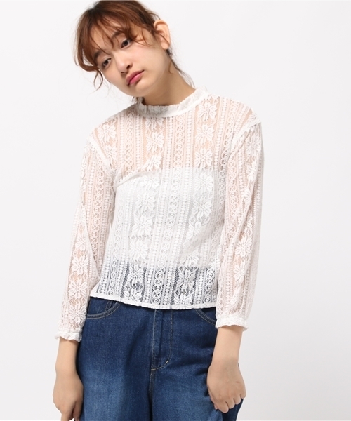 mystic(ミスティック)の「総レースブラウス(シャツ/ブラウス・レディース・レンガ/ブラック/オフホワイト/グレー・フリ-)」の5枚目の写真