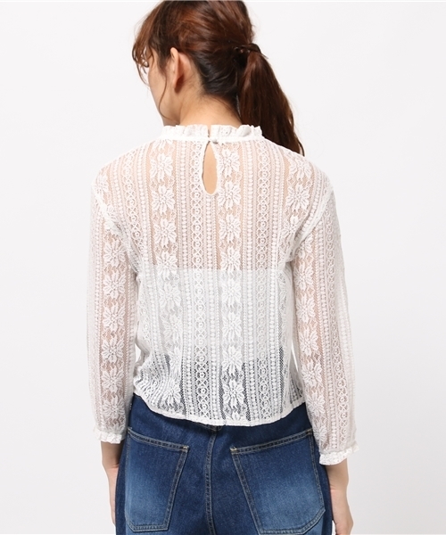 mystic(ミスティック)の「総レースブラウス(シャツ/ブラウス・レディース・レンガ/ブラック/オフホワイト/グレー・フリ-)」の7枚目の写真