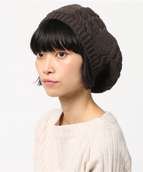 チャイハネ（チャイハネ）の「【チャイハネ】ケーブル編みニットベレー帽（ハンチング/ベレー帽・レディース・ブラウン/オレンジ/ターコイズブルー・FREE）」の4枚目の写真