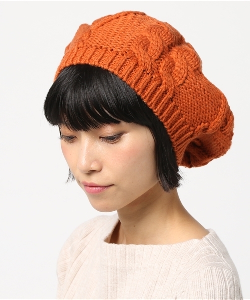 チャイハネ（チャイハネ）の「【チャイハネ】ケーブル編みニットベレー帽（ハンチング/ベレー帽・レディース・ブラウン/オレンジ/ターコイズブルー・FREE）」の5枚目の写真