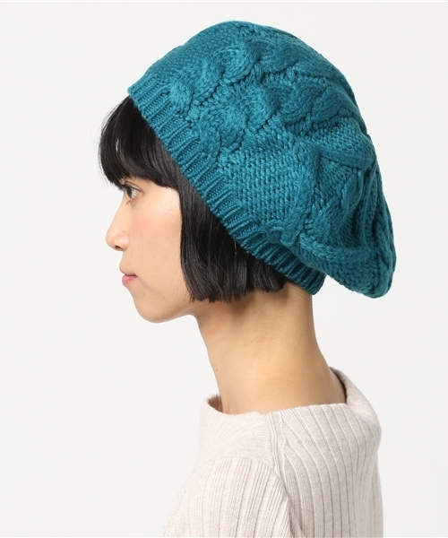 チャイハネ（チャイハネ）の「【チャイハネ】ケーブル編みニットベレー帽（ハンチング/ベレー帽・レディース・ブラウン/オレンジ/ターコイズブルー・FREE）」の7枚目の写真
