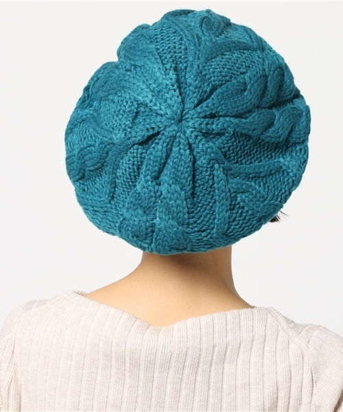 チャイハネ（チャイハネ）の「【チャイハネ】ケーブル編みニットベレー帽（ハンチング/ベレー帽・レディース・ブラウン/オレンジ/ターコイズブルー・FREE）」の8枚目の写真