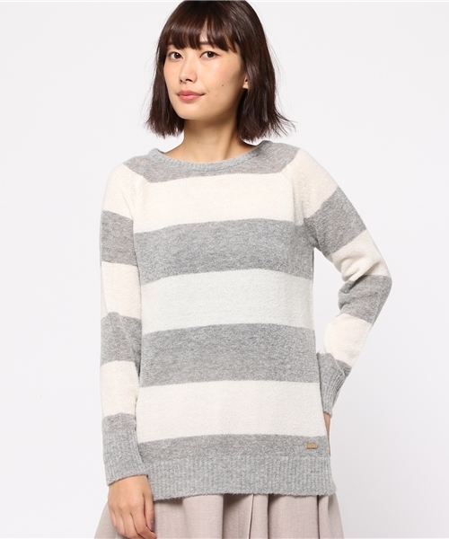 BLUE LABEL CRESTBRIDGE(ブルーレーベルクレストブリッジ)の「ブークレーヤーン ボーダーニット(ニット/セーター・レディース・ピンク/オフホワイト/グレー/ブラック・38)」の3枚目の写真