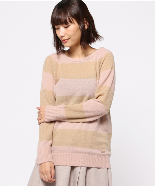 BLUE LABEL CRESTBRIDGE(ブルーレーベルクレストブリッジ)の「ブークレーヤーン ボーダーニット(ニット/セーター・レディース・ピンク/オフホワイト/グレー/ブラック・38)」の4枚目の写真