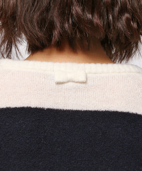 BLUE LABEL CRESTBRIDGE(ブルーレーベルクレストブリッジ)の「ブークレーヤーン ボーダーニット(ニット/セーター・レディース・ピンク/オフホワイト/グレー/ブラック・38)」の9枚目の写真