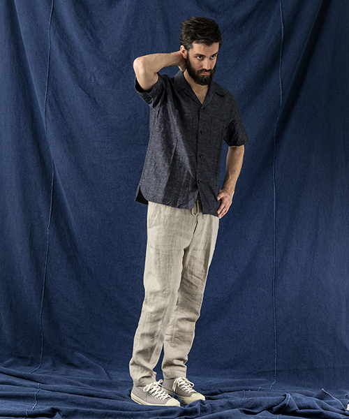 WORK NOT WORK URBAN RESEARCH（ワークノットワークアーバンリサーチ）の「WORK NOT WORK　コットンリネンオープンカラー半袖シャツ（シャツ/ブラウス・メンズ・ブラウン/ネイビー・LARGE/MEDIUM/SMALL）」の5枚目の写真