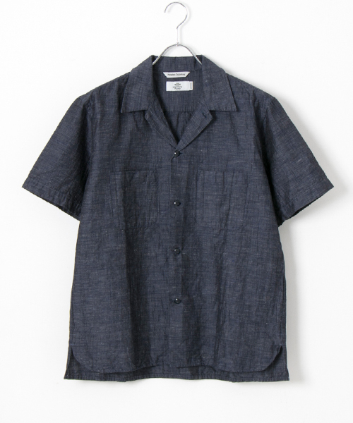 WORK NOT WORK URBAN RESEARCH（ワークノットワークアーバンリサーチ）の「WORK NOT WORK　コットンリネンオープンカラー半袖シャツ（シャツ/ブラウス・メンズ・ブラウン/ネイビー・LARGE/MEDIUM/SMALL）」の13枚目の写真