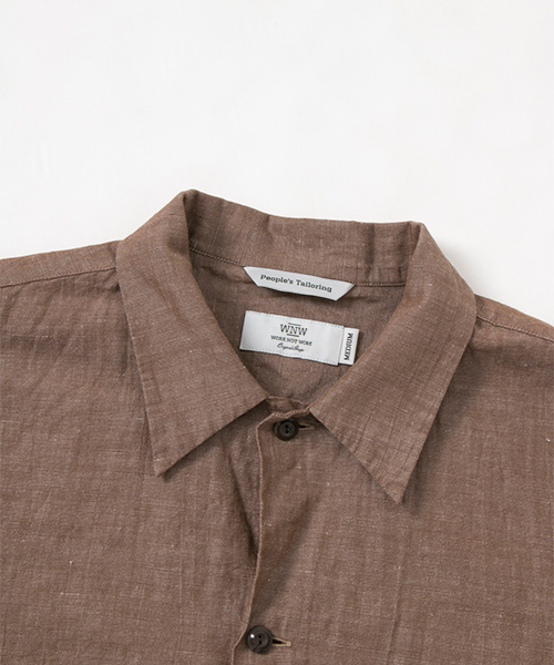 WORK NOT WORK URBAN RESEARCH（ワークノットワークアーバンリサーチ）の「WORK NOT WORK　コットンリネンオープンカラー半袖シャツ（シャツ/ブラウス・メンズ・ブラウン/ネイビー・LARGE/MEDIUM/SMALL）」の15枚目の写真