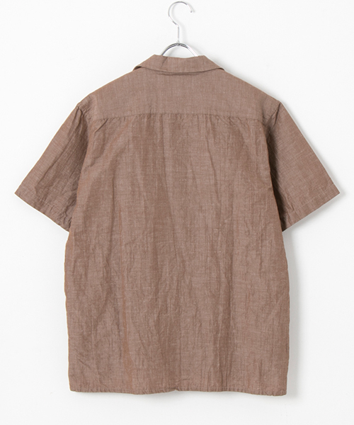 WORK NOT WORK URBAN RESEARCH（ワークノットワークアーバンリサーチ）の「WORK NOT WORK　コットンリネンオープンカラー半袖シャツ（シャツ/ブラウス・メンズ・ブラウン/ネイビー・LARGE/MEDIUM/SMALL）」の11枚目の写真