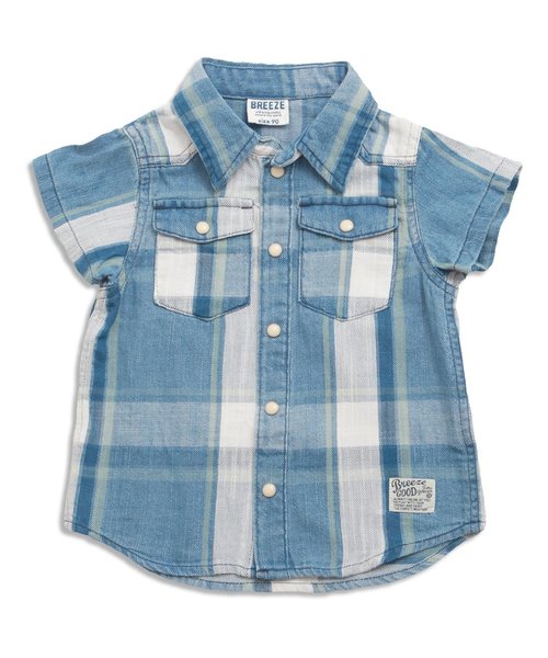 BREEZE（ブリーズ）の「インディゴチェックシャツ（シャツ/ブラウス・キッズ・サックスブルー/ネイビー・140/110/130/90/80/100/120）」の6枚目の写真