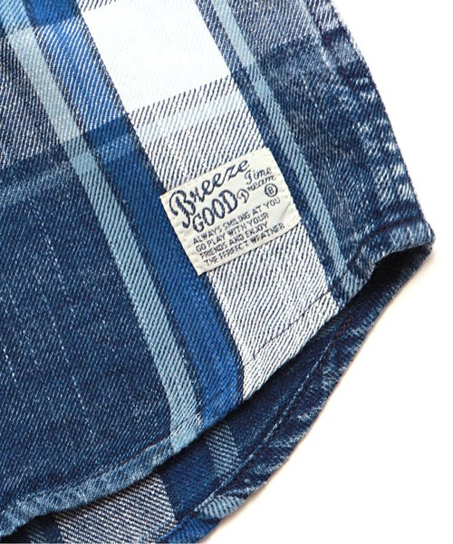 BREEZE（ブリーズ）の「インディゴチェックシャツ（シャツ/ブラウス・キッズ・サックスブルー/ネイビー・140/110/130/90/80/100/120）」の12枚目の写真