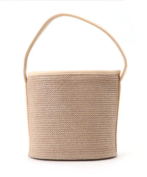 PLAIN CLOTHING（プレーンクロージング）の「サイドフェイクレザーバケツショルダー巾着かごバッグ/ハンドバッグ（ショルダーバッグ・レディース・ベージュ/イエロー系その他/ブラック×ブラック/ホワイト系その他・FREE）」の10枚目の写真