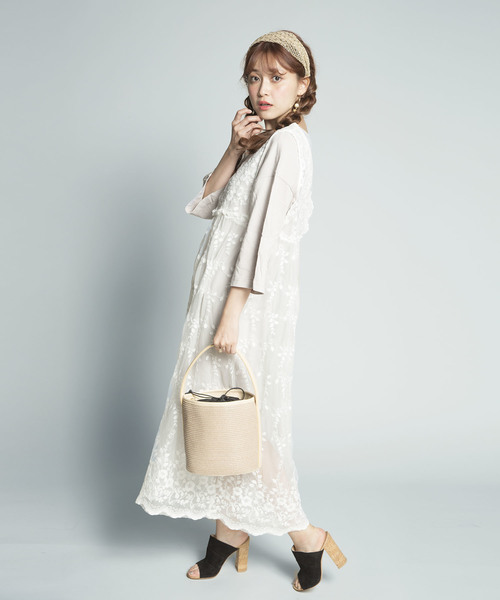 PLAIN CLOTHING（プレーンクロージング）の「サイドフェイクレザーバケツショルダー巾着かごバッグ/ハンドバッグ（ショルダーバッグ・レディース・ベージュ/イエロー系その他/ブラック×ブラック/ホワイト系その他・FREE）」の11枚目の写真