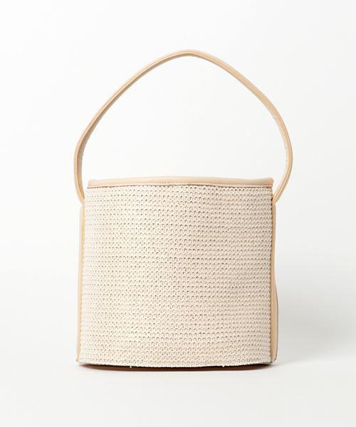 PLAIN CLOTHING（プレーンクロージング）の「サイドフェイクレザーバケツショルダー巾着かごバッグ/ハンドバッグ（ショルダーバッグ・レディース・ベージュ/イエロー系その他/ブラック×ブラック/ホワイト系その他・FREE）」の12枚目の写真