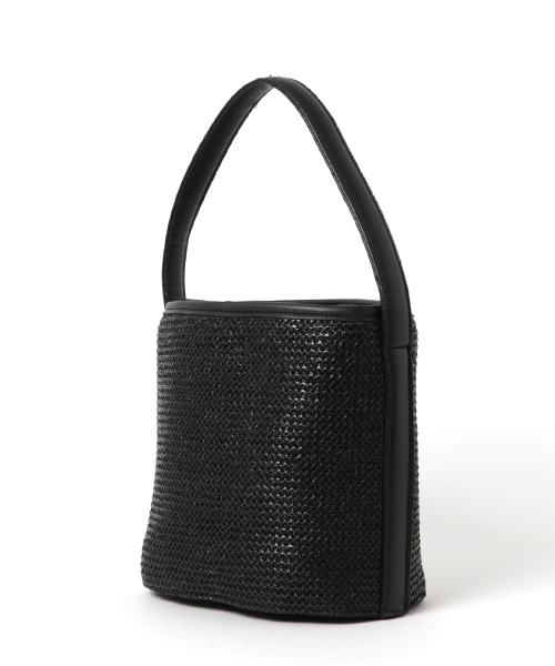 PLAIN CLOTHING（プレーンクロージング）の「サイドフェイクレザーバケツショルダー巾着かごバッグ/ハンドバッグ（ショルダーバッグ・レディース・ベージュ/イエロー系その他/ブラック×ブラック/ホワイト系その他・FREE）」の13枚目の写真