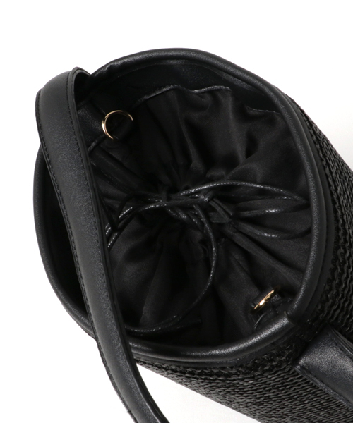 PLAIN CLOTHING（プレーンクロージング）の「サイドフェイクレザーバケツショルダー巾着かごバッグ/ハンドバッグ（ショルダーバッグ・レディース・ベージュ/イエロー系その他/ブラック×ブラック/ホワイト系その他・FREE）」の17枚目の写真