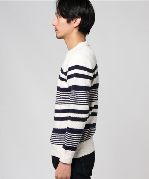 STYLEBLOCK（スタイルブロック）の「ボーダークルーネックセーター（ニット/セーター・メンズ・ホワイト系その他/ブラック系その他/ブルー系その他/ワイン/ホワイト系その他2/ブルー系その他2・M/L）」の8枚目の写真