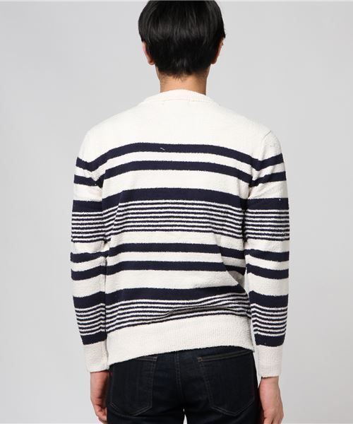 STYLEBLOCK（スタイルブロック）の「ボーダークルーネックセーター（ニット/セーター・メンズ・ホワイト系その他/ブラック系その他/ブルー系その他/ワイン/ホワイト系その他2/ブルー系その他2・M/L）」の11枚目の写真