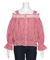 チェック柄オフショルブラウス
