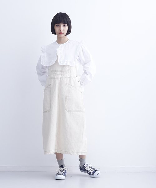 MERLOT(メルロー)の「バイカラーベルトサロペットスカート6495(サロペット/オーバーオール・レディース・ネイビー/アイボリー/ベージュ・FREE)」の14枚目の写真