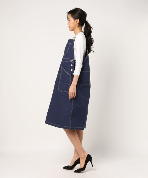 MERLOT(メルロー)の「バイカラーベルトサロペットスカート6495(サロペット/オーバーオール・レディース・ネイビー/アイボリー/ベージュ・FREE)」の10枚目の写真