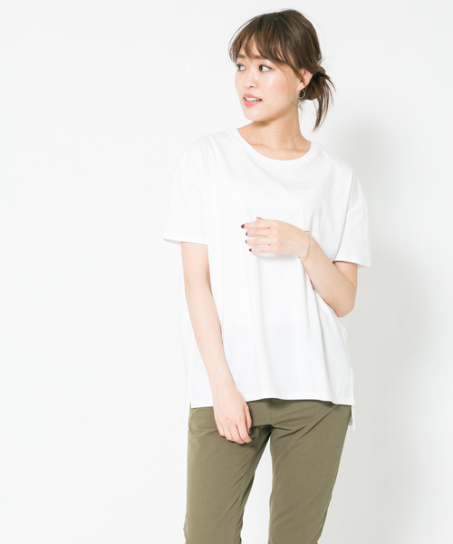 F by ROSSO(エフバイロッソ)の「F by ROSSO クルーネックビックTシャツ(Tシャツ/カットソー・レディース・ホワイト/ブラック/グリーン/ボルドー・FREE)」の2枚目の写真