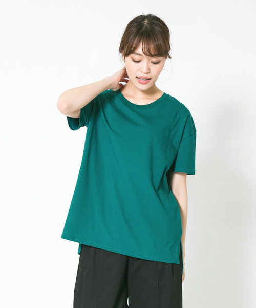 F by ROSSO(エフバイロッソ)の「F by ROSSO クルーネックビックTシャツ(Tシャツ/カットソー・レディース・ホワイト/ブラック/グリーン/ボルドー・FREE)」の4枚目の写真