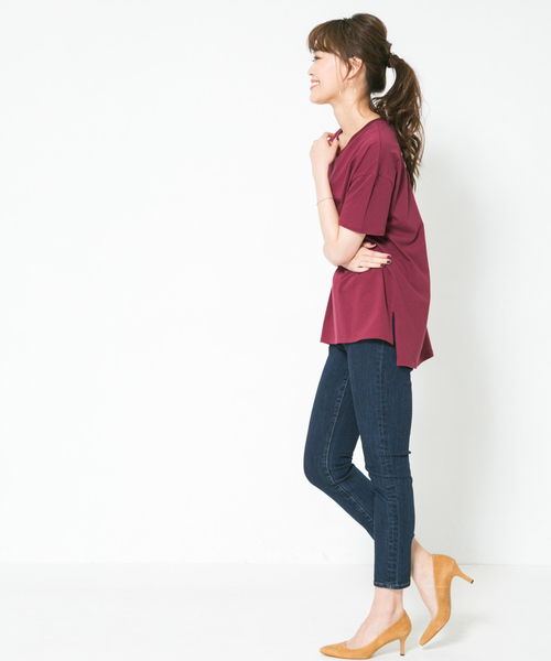 F by ROSSO(エフバイロッソ)の「F by ROSSO クルーネックビックTシャツ(Tシャツ/カットソー・レディース・ホワイト/ブラック/グリーン/ボルドー・FREE)」の9枚目の写真