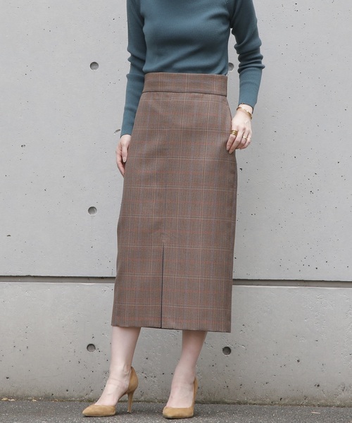 Liesse（リエス）の「バレンシアチェックハイウエストタイトスカート（スカート・レディース・ベージュ系その他/チェック・S/M/L）」の2枚目の写真