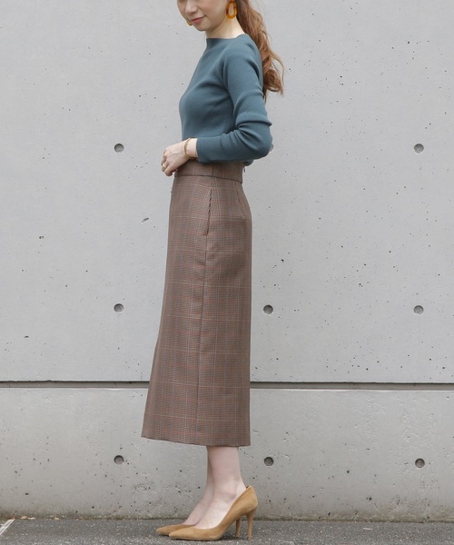 Liesse（リエス）の「バレンシアチェックハイウエストタイトスカート（スカート・レディース・ベージュ系その他/チェック・S/M/L）」の4枚目の写真