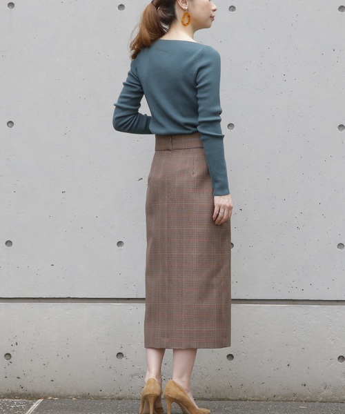 Liesse（リエス）の「バレンシアチェックハイウエストタイトスカート（スカート・レディース・ベージュ系その他/チェック・S/M/L）」の5枚目の写真