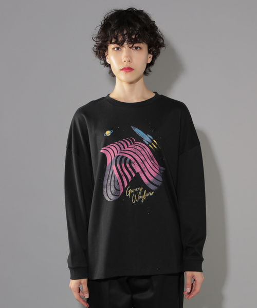 PAGEBOY（ページボーイ）の「スペースロックＴシャツ（Tシャツ/カットソー・レディース・チャコールグレー/ブラック・FREE）」の7枚目の写真