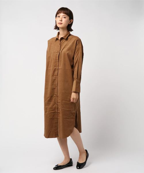 YECCA VECCA(イェッカヴェッカ)の「・コーデュロイシャツワンピース(ワンピース・レディース・ベージュ系その他/キャメル/ネイビー・FREE)」の8枚目の写真