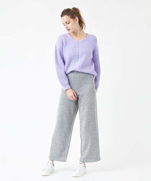 titivate(ティティベイト)の「ニットワイドパンツ(その他パンツ・レディース・ホワイト/ブラック/モカ/杢グレー・S/M/L)」の4枚目の写真