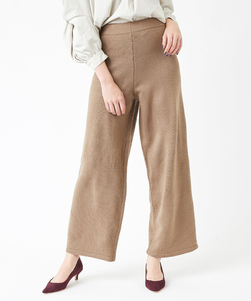 titivate(ティティベイト)の「ニットワイドパンツ(その他パンツ・レディース・ホワイト/ブラック/モカ/杢グレー・S/M/L)」の1枚目の写真