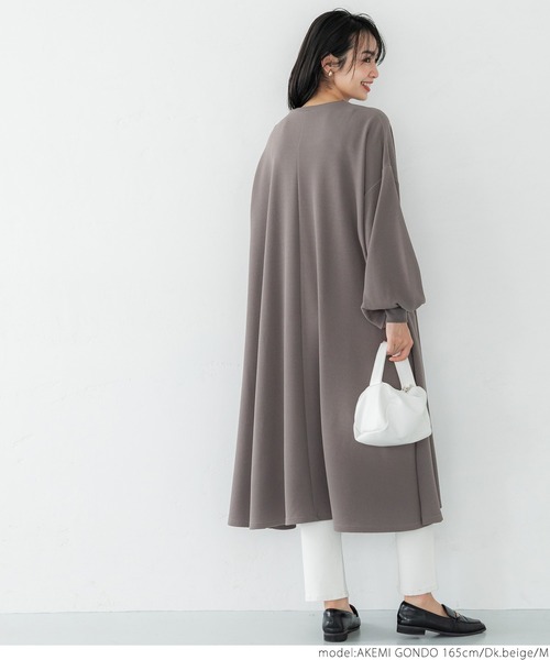 coca（coca）（コカ）の「エンボス加工バルーンスリーブAラインワンピース（ワンピース・レディース・マスタード/ワイン/ダークグリーン/ブラック/ベージュ/ブラウン/カーキ/ダークベージュ/アイボリー/ネイビー/ライトグレー・ONE SIZE/S/M）」の17枚目の写真